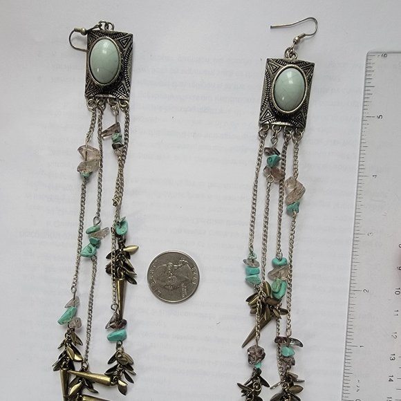 Super Long Boho Turquoise Dangles - Picture 1 of 1
